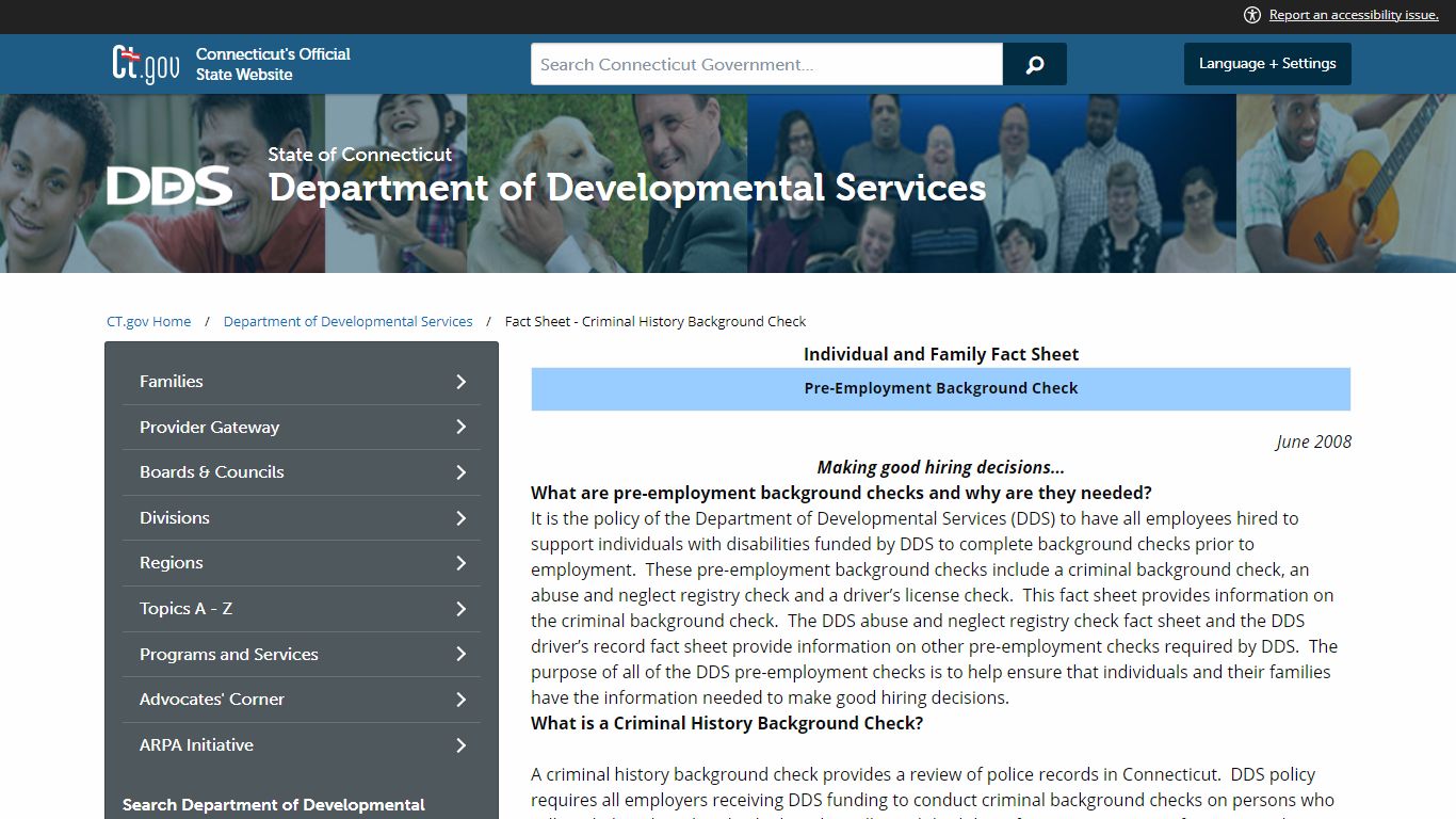 Fact Sheet - Criminal History Background Check